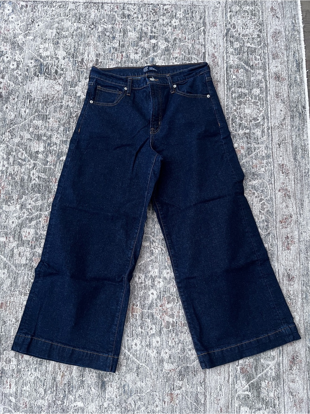 Gap Denim Dark Wash Wide-Leg Cropped Women's Jeans size 12/31R